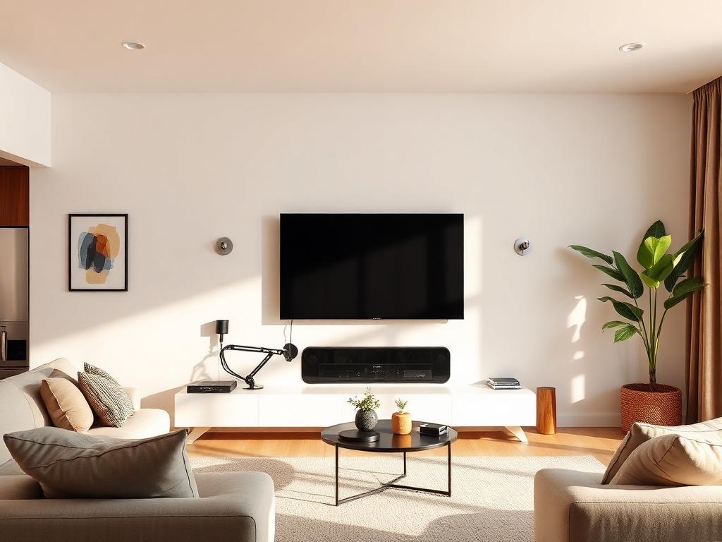 TV wall mounted in modern living room